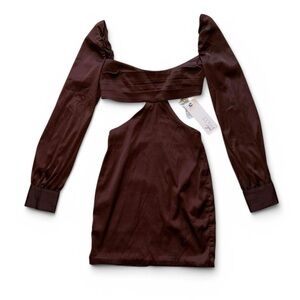 Oh Polly brown Cut out Long Sleeve Mini dress